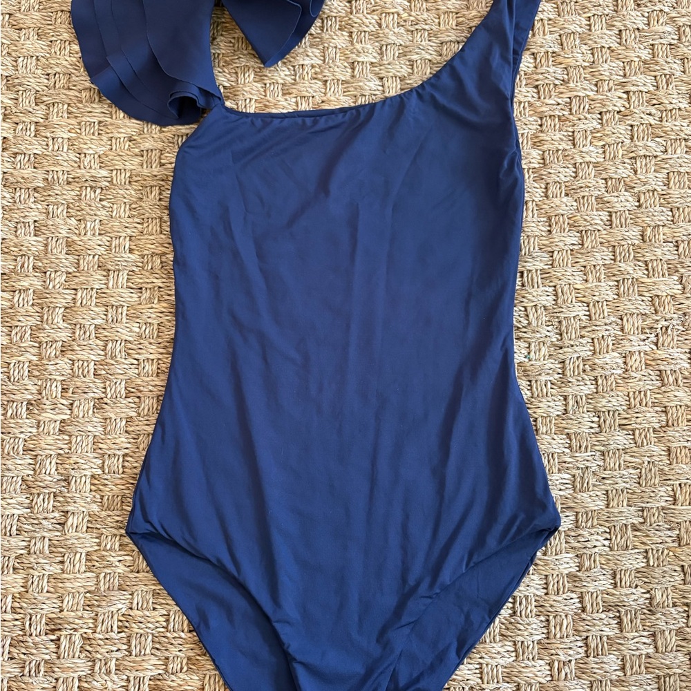 Elegant Blue One-Shoulder Swim One Piece